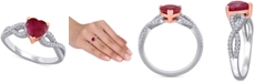 Macy's Ruby (1-3/4 ct. t.w.) & Diamond (1/4 ct. t.w.) Heart Ring in 14k Rose & White Gold